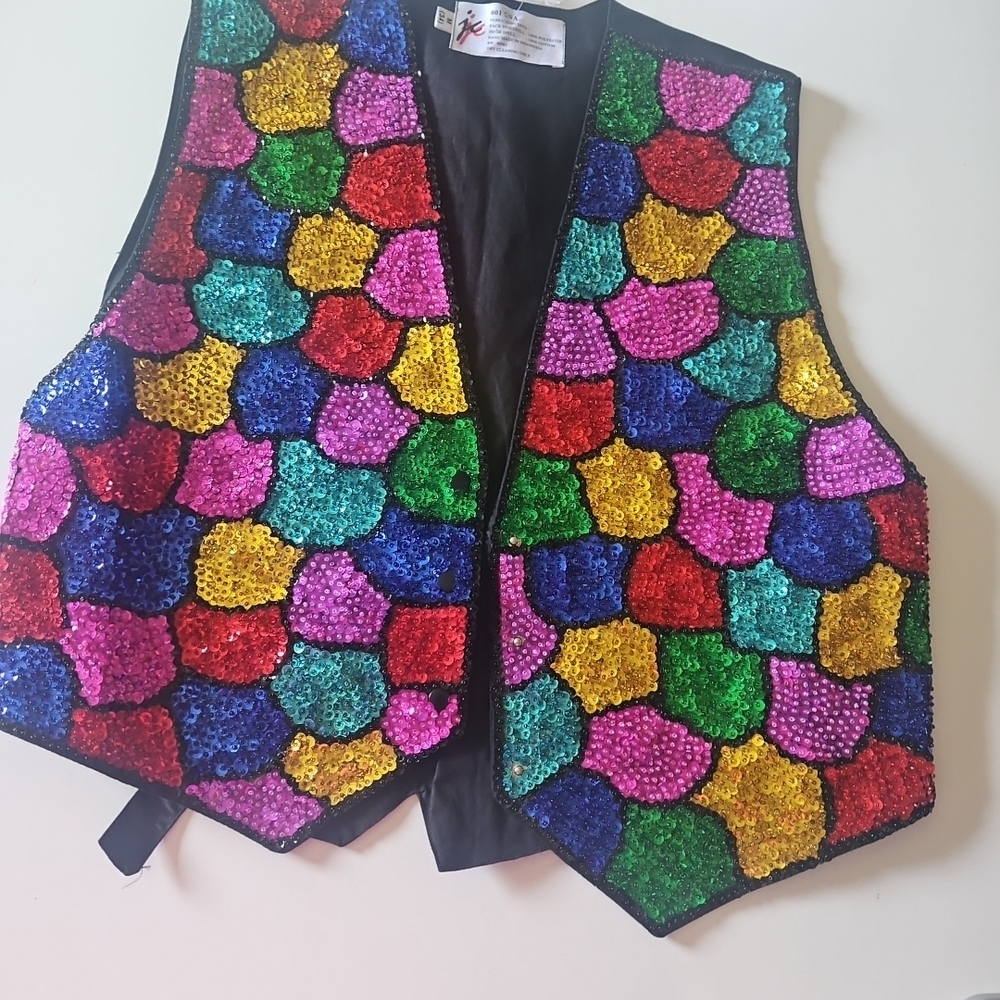 Vibrant Sequin Patchwork Vest - Picture 1 of 6